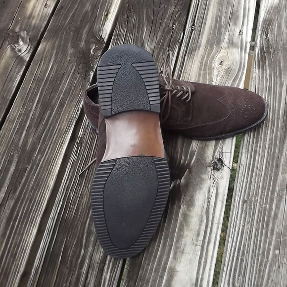 Claiborne Chocolate Brown Suede Oxford Wingtips - Picture 5 of 5